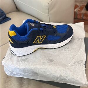 New Balance Kids' Navy and Yellow Sneakers